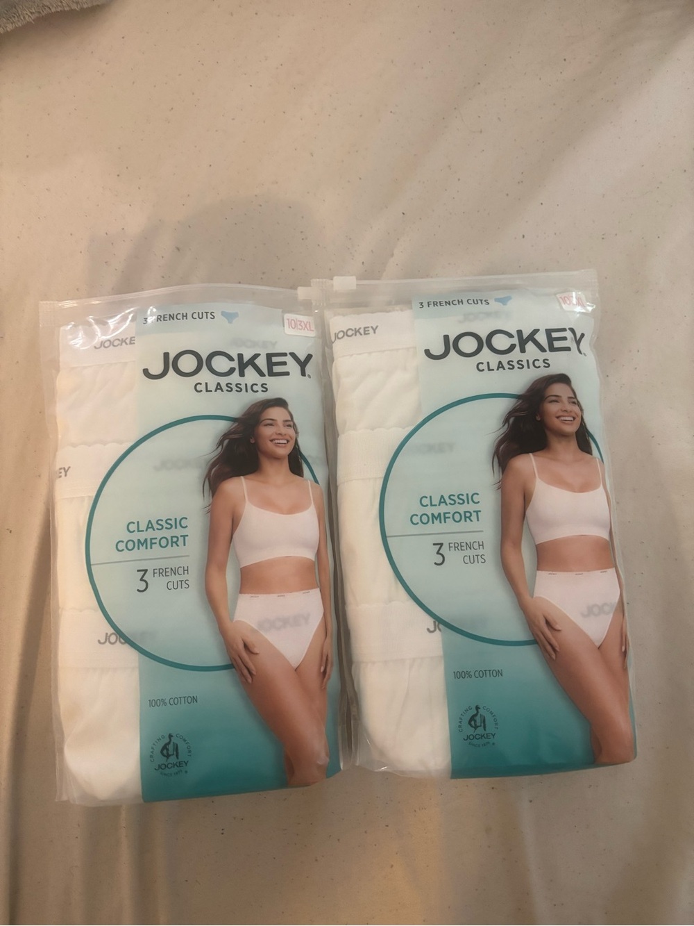 Jockey Classics Women’s White Cotton French Cut Briefs - 3 Pack (Two Packs)